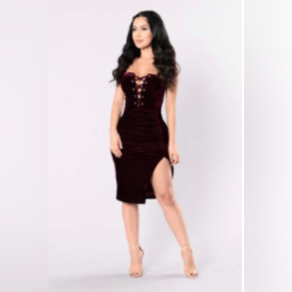 Fashion Nova Dresses & Skirts - Fashion Nova Fly Me To The Moon- Burgundy Strapless Dress Women's Medium